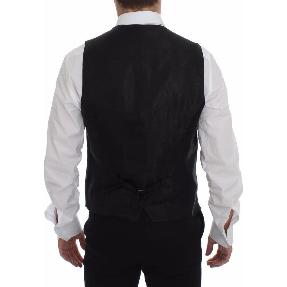 فستان دولتشي آند غابانا الأنيق ذو الصدر الواحد والمخطّط باللون الأسود