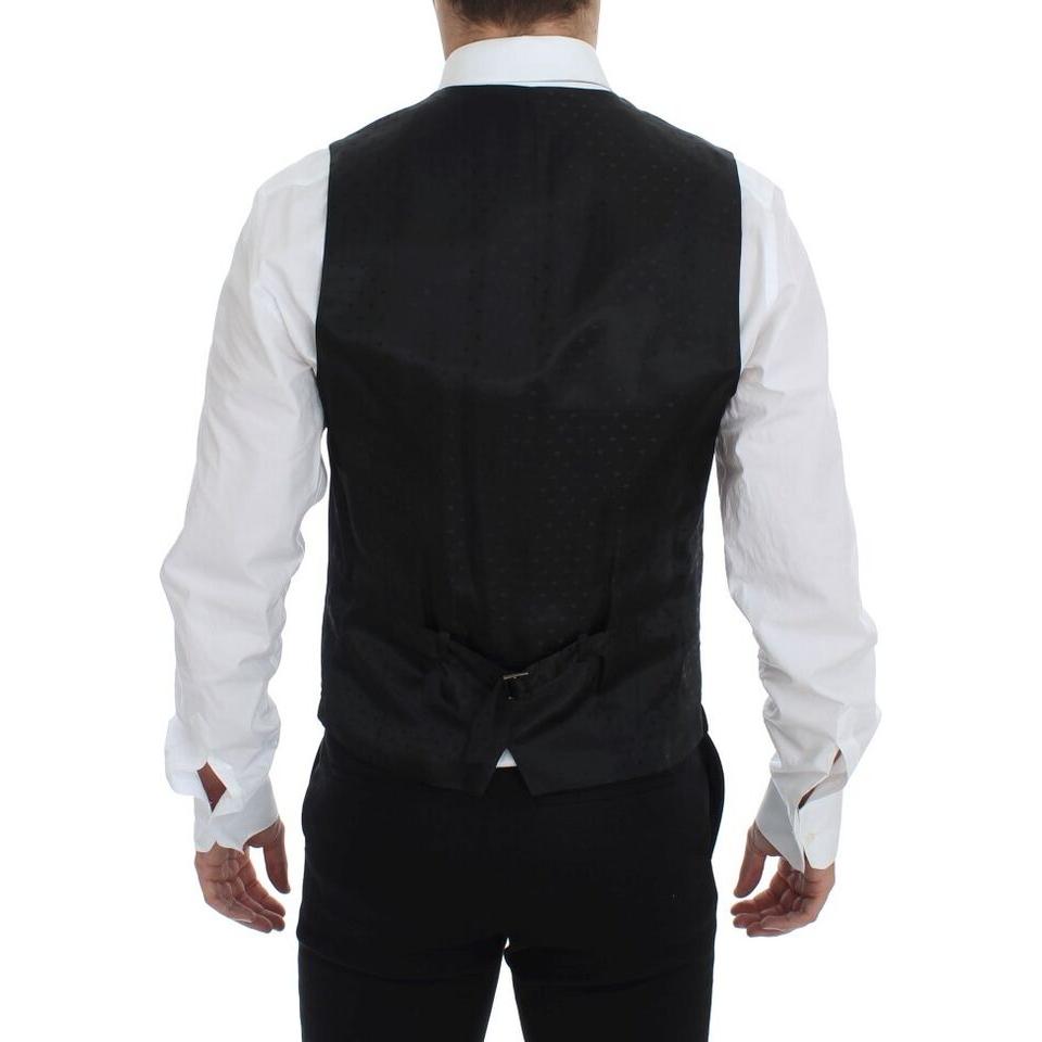 Dolce & Gabbana Black Wool Formal Dress Vest Gilet Weste