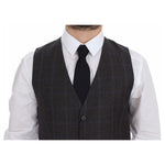 Dolce & Gabbana Brown Check Wool Single Breasted Vest