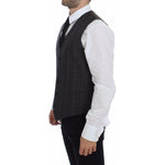 Dolce & Gabbana Brown Check Wool Single Breasted Vest