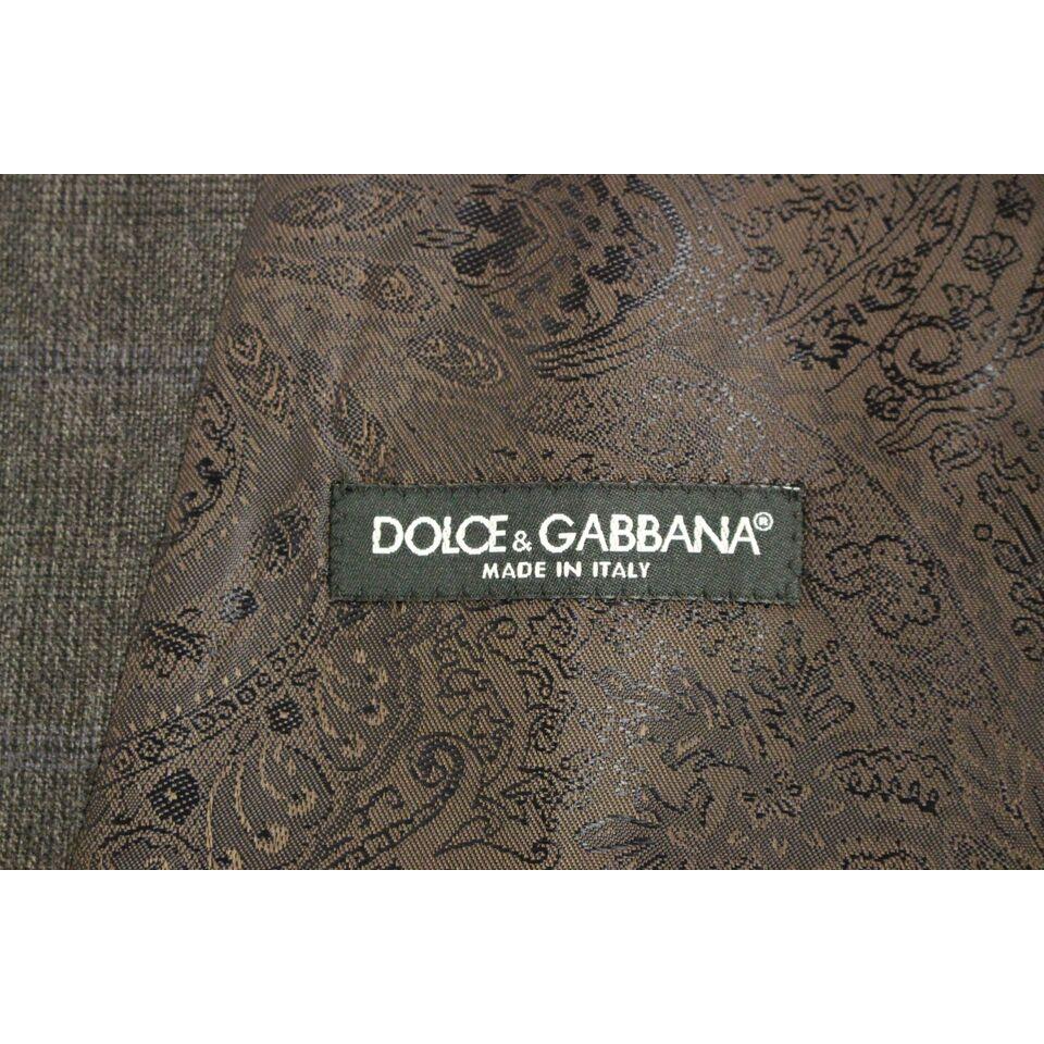 Dolce & Gabbana Brown Check Wool Single Breasted Vest