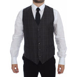 Dolce & Gabbana Brown Check Wool Single Breasted Vest