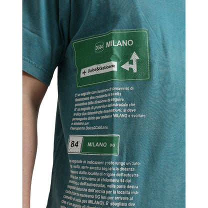Dolce & Gabbana Blue Cotton Milano Street Round Neck T-shirt