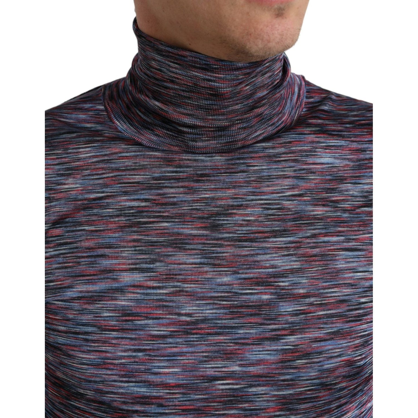 Dolce & Gabbana Blue Purple Turtleneck Pullover Sweater