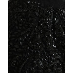 Dolce & Gabbana Black Crystal Handmade Knee Pencil Skirt