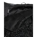 Dolce & Gabbana Black Crystal Handmade Knee Pencil Skirt