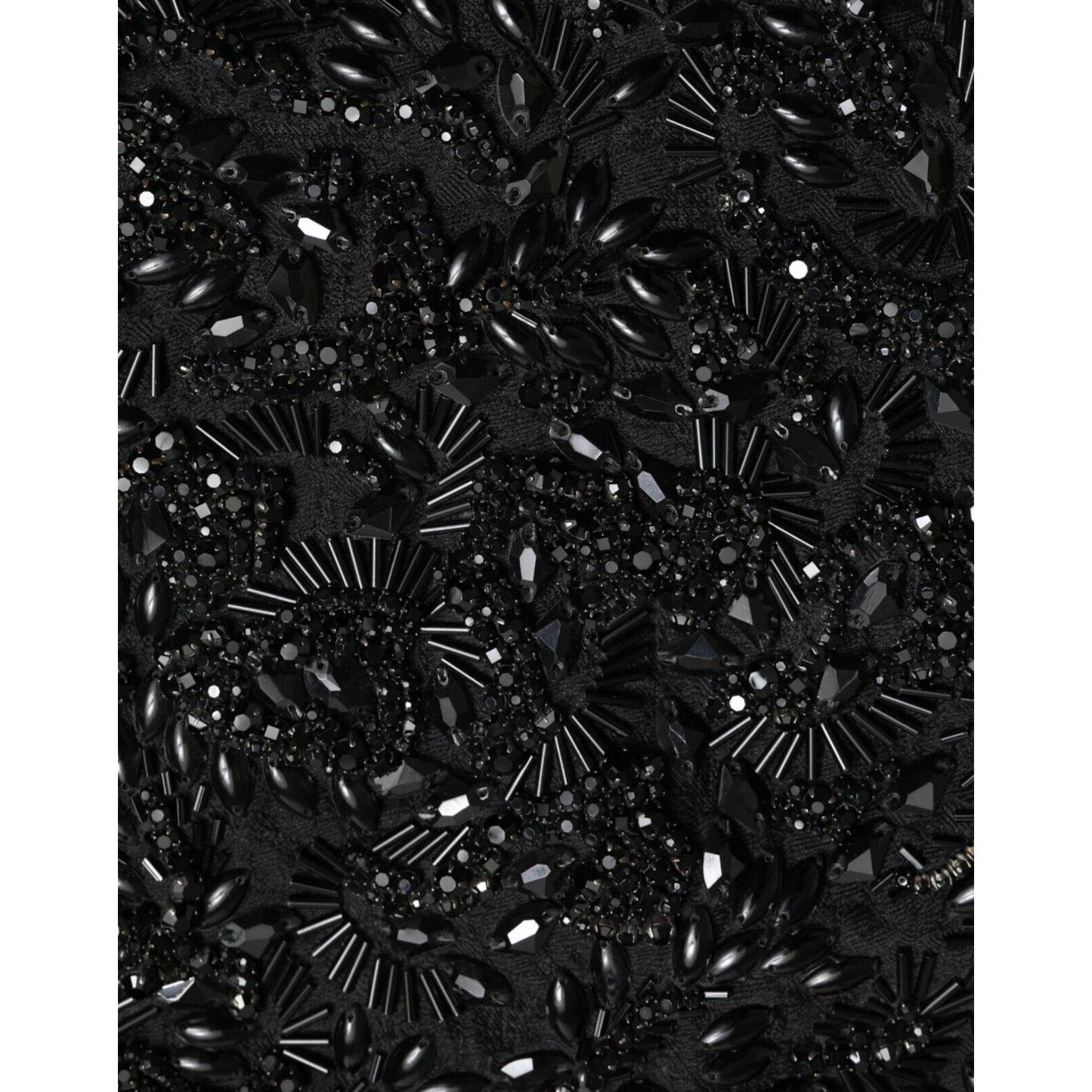 Dolce & Gabbana Black Crystal Handmade Knee Pencil Skirt