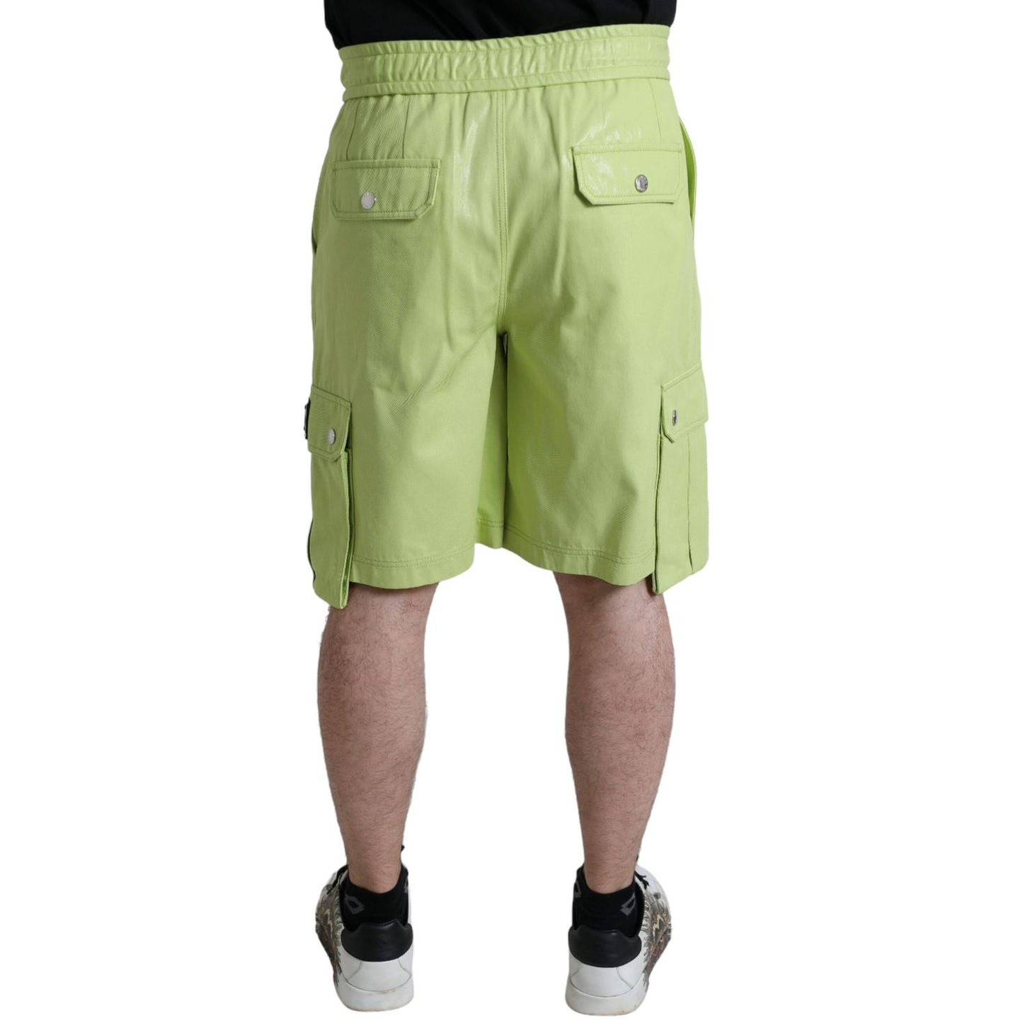 Dolce & Gabbana Light Green Cotton Men Cargo Bermuda Shorts