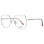Max Mara Gold Women Glasses Frame in metal full-rim trapezium style with demo lenses, featuring a 55mm width and 140mm temples.