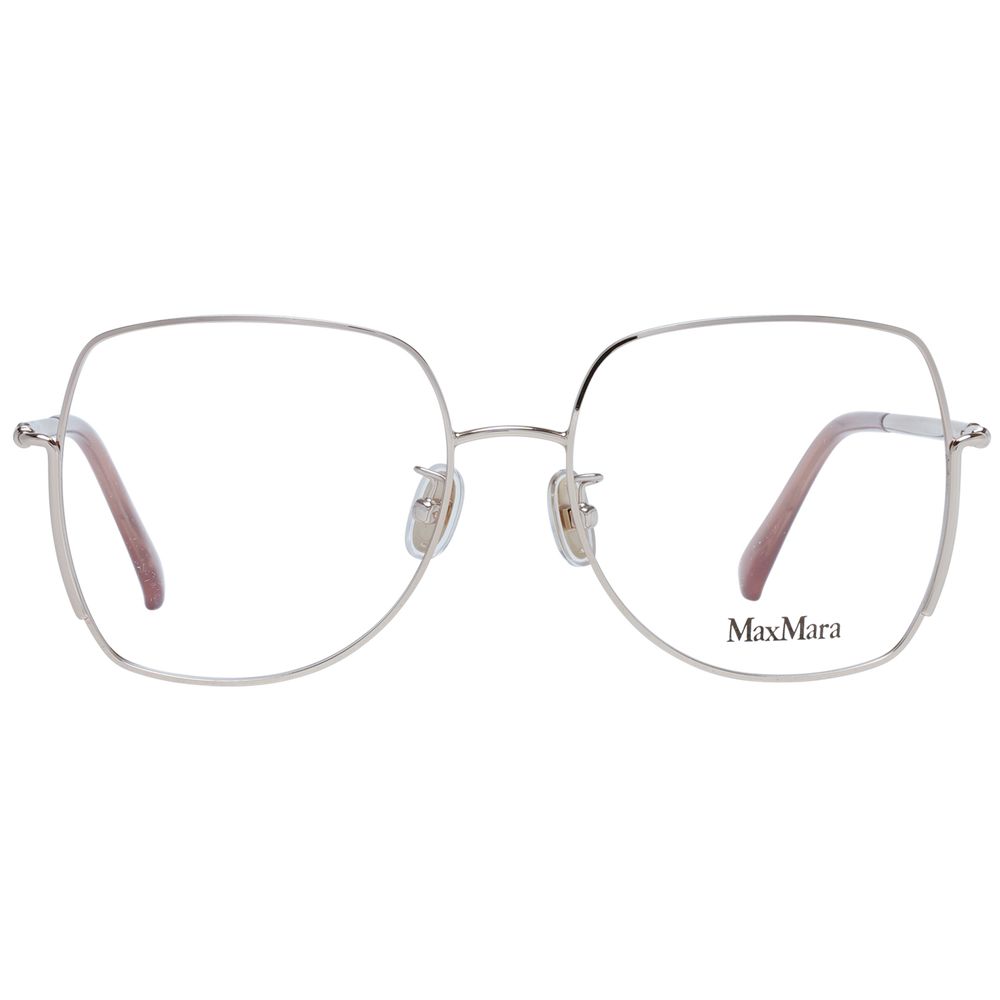 Max Mara Gold Women Glasses Frame in metal with full-rim trapezium style, 55-17-140 size, branded case included.