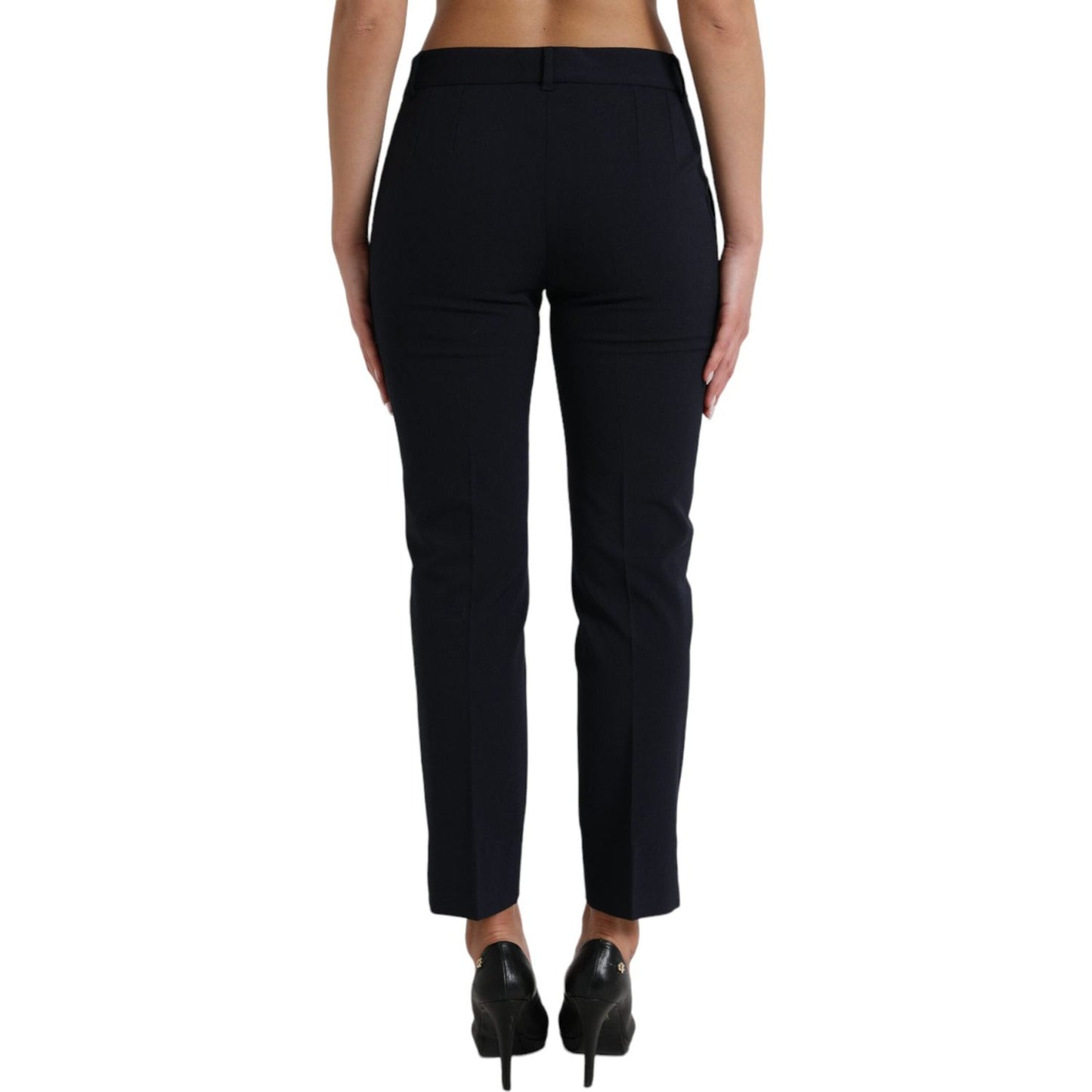 Dolce & Gabbana Blue Mid Waist Tapered Cropped Pants