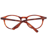 Bally Brown Unisex Glasses Frame, full-rim round design, brown plastic material, size 49-19-145, includes branded case.