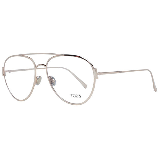 Tod's Gold Women Glasses Frame, metal full-rim aviator style with demo lenses, size 56-16-140, includes branded case