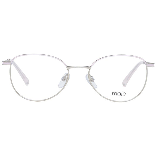 Maje Gold Women Glasses Frame, full-rim, oval style, metal frame, demo lenses.