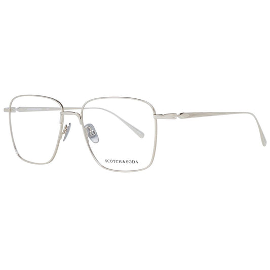 Scotch & Soda Gold Men Glasses Frame, metal full-rim square style with demo lenses, size 55-17-140, includes branded case.