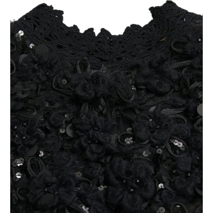Dolce & Gabbana Black Sequined Embellished Pullover Sweater