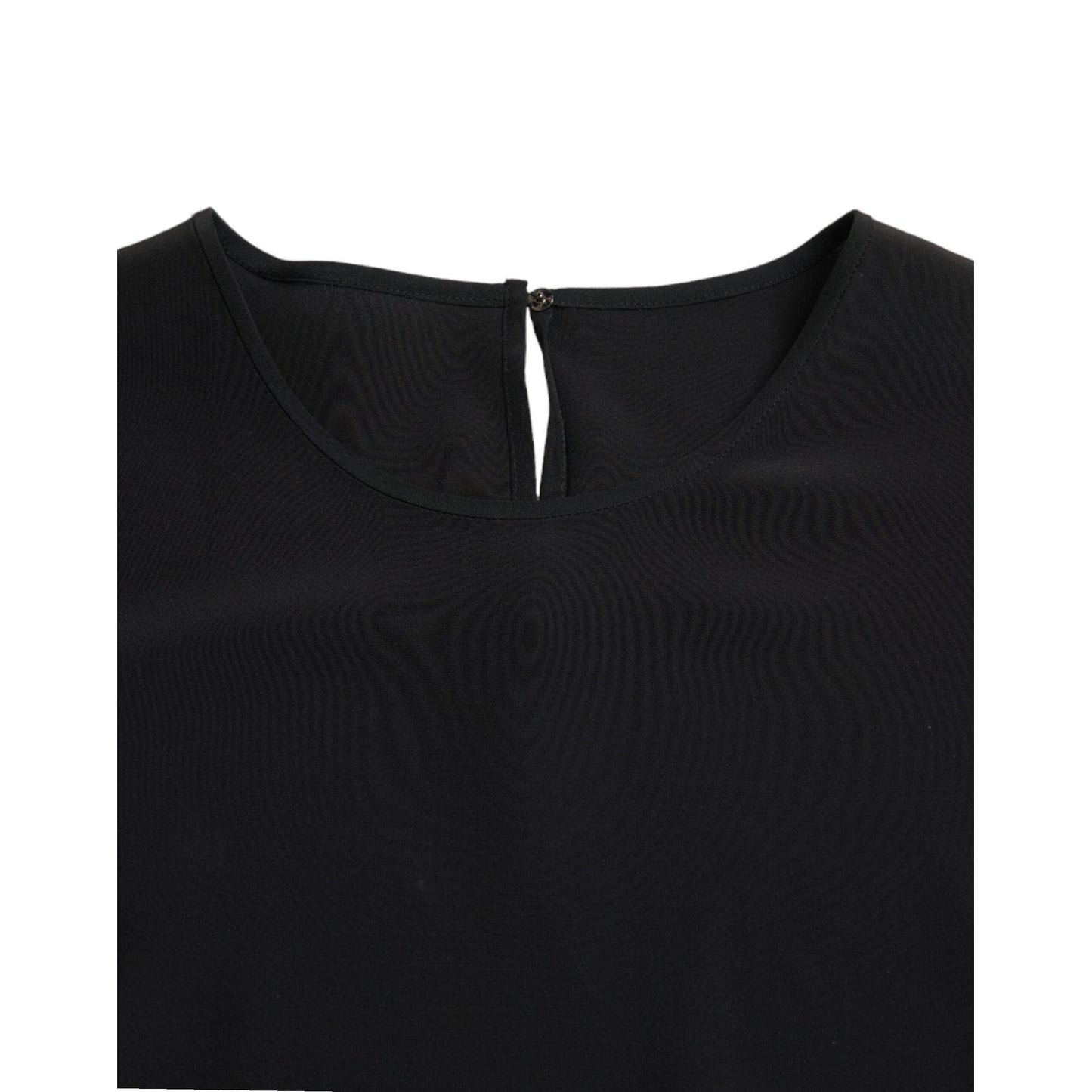 Dolce & Gabbana Black Silk Round Neck Short Sleeve Blouse Top