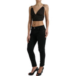 Dolce & Gabbana Brown Viscose Plunging V-neck Cropped Tank Top