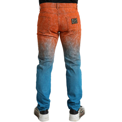 Dolce & Gabbana Multicolor Ombre Cotton Slim Fit Denim Jeans