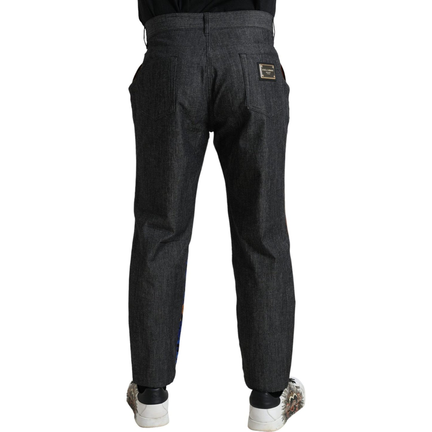 Dolce & Gabbana Multicolor Tiger Cotton Loose Denim Jeans