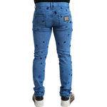 Dolce & Gabbana Blue Crystal Embellished Skinny Denim Jeans