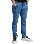 Dolce & Gabbana Blue Crystal Embellished Skinny Denim Jeans
