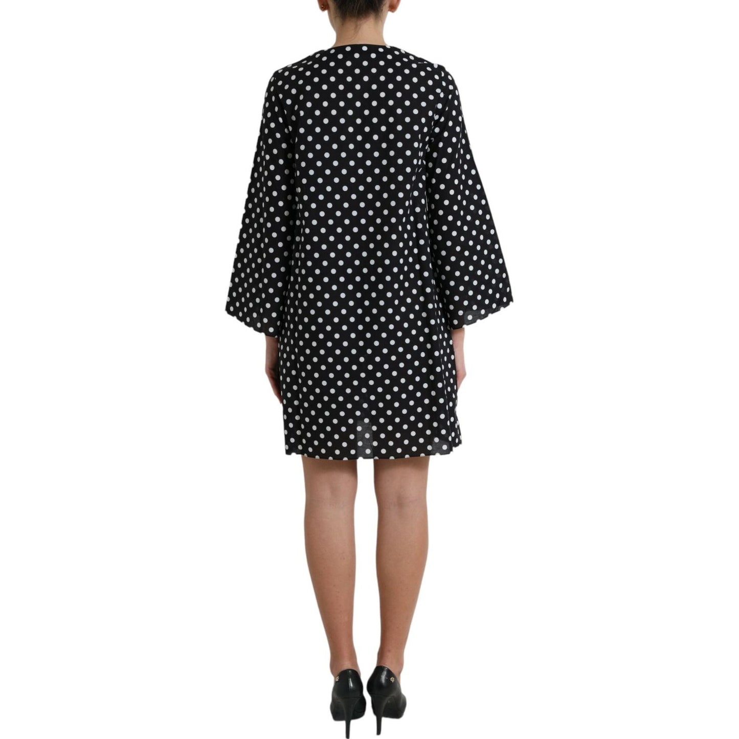 Dolce & Gabbana Black White Polka Dot Nylon Shift Mini Dress