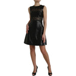 Valentino Shiny Black Nylon Cut Out A-line Mini Dress