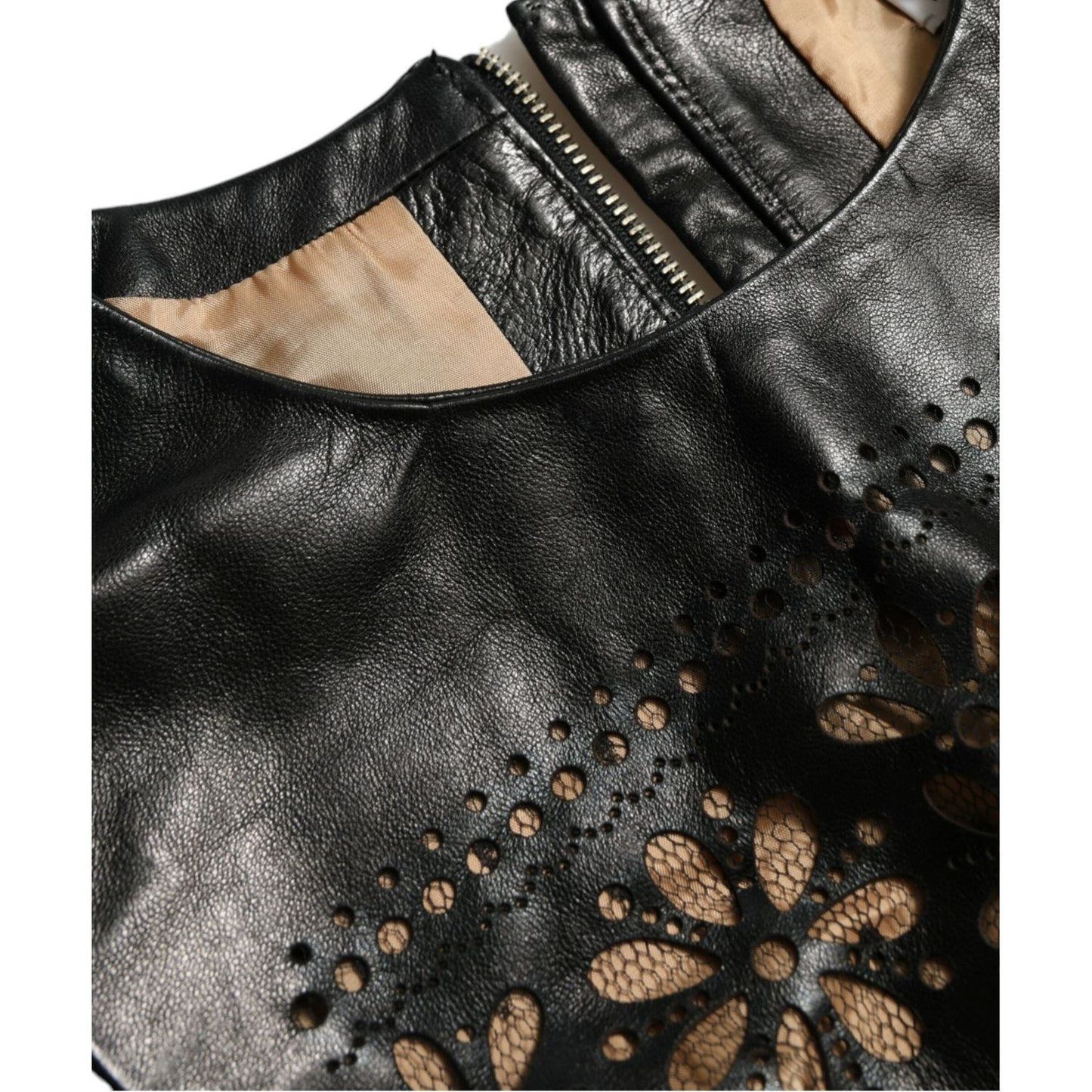 Valentino Shiny Black Nylon Cut Out A-line Mini Dress