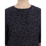 Dolce & Gabbana Blue gold key print silk blouse