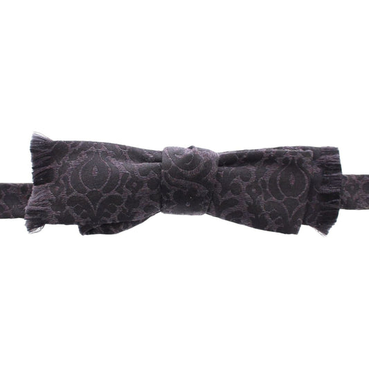 Dolce & Gabbana Gray Black Wool Bow Tie MOM24152
