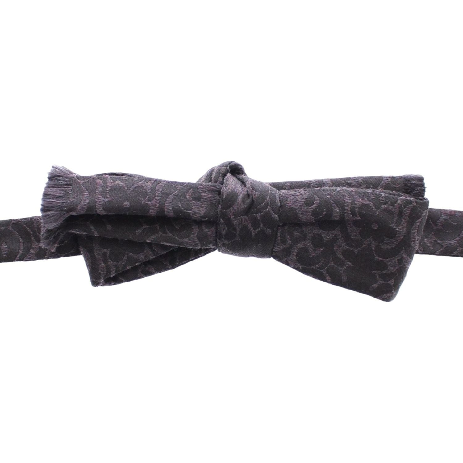 Dolce & Gabbana Gray Black Wool Silk Bow Tie