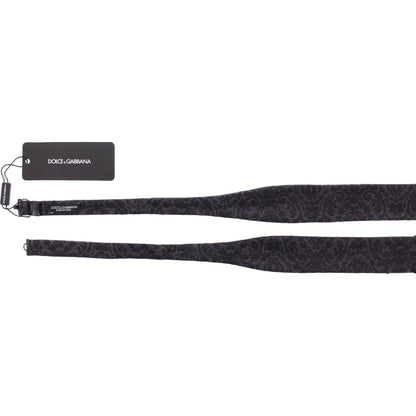 Dolce & Gabbana Gray Black Wool Silk Bow Tie Bow Tie