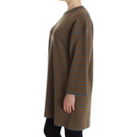 Dolce & Gabbana Oversized Gray Yellow Striped Sweater Top SIG13232-1