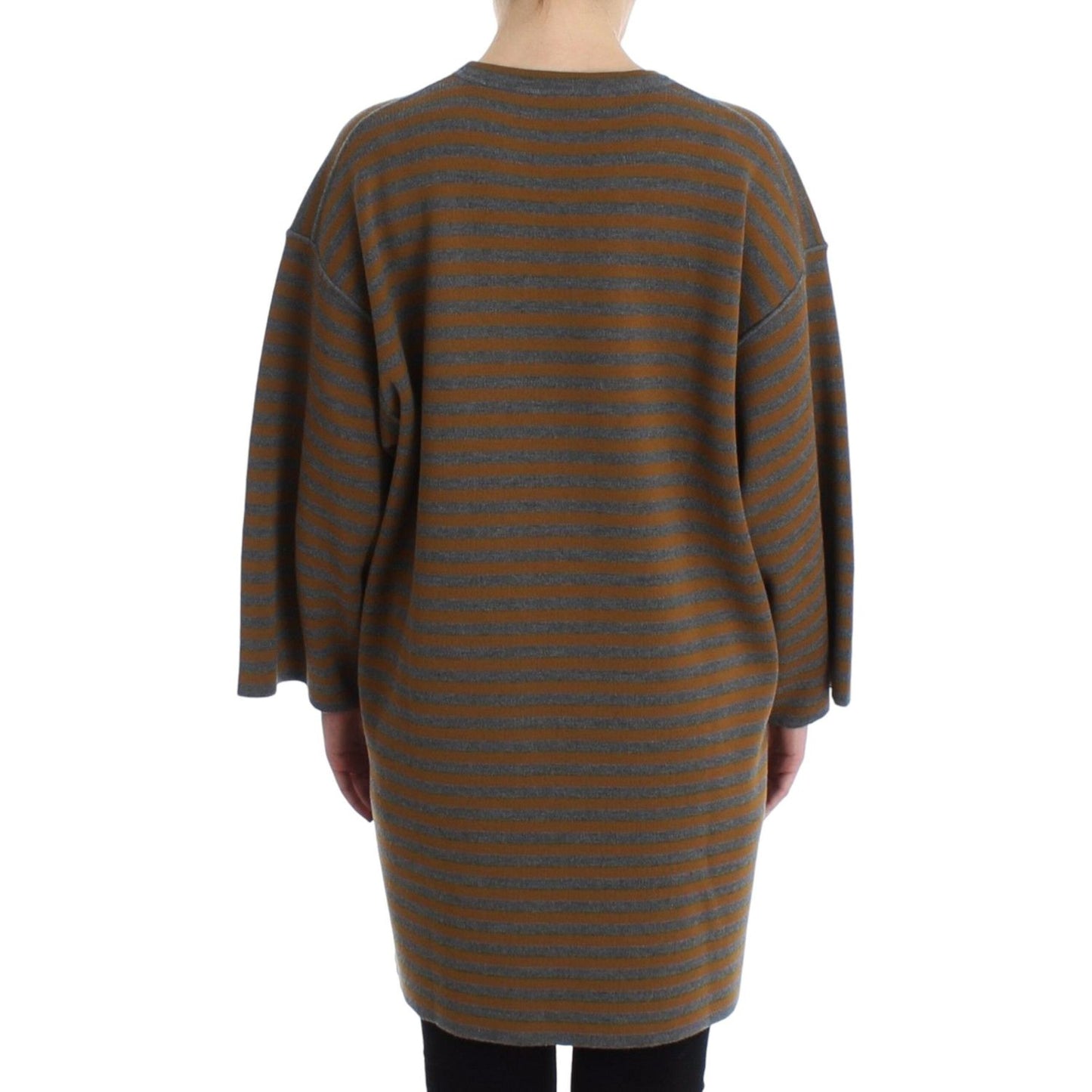Dolce & Gabbana Oversized Gray Yellow Striped Sweater Top SIG13232-1