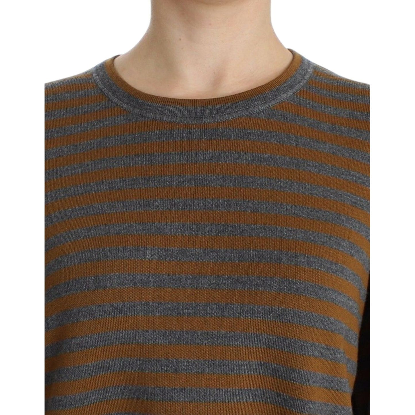 Dolce & Gabbana Oversized Gray Yellow Striped Sweater Top SIG13232-1
