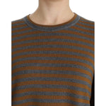 Dolce & Gabbana Oversized Gray Yellow Striped Sweater Top SIG13232-1