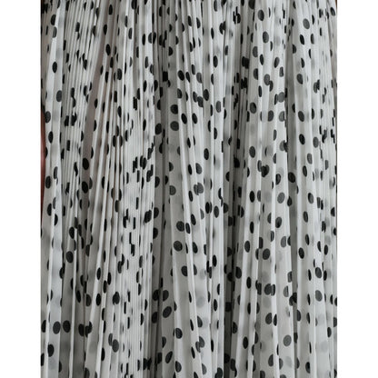 Dolce & Gabbana White Polka Dot A-line Pleated Maxi Dress