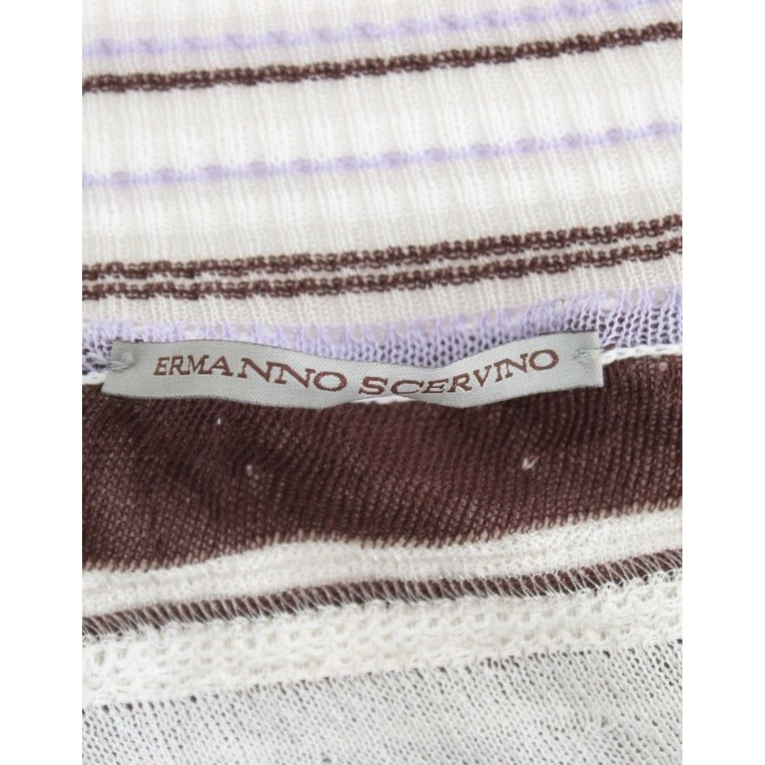 بلوزة Ermanno Scervino مخططة بفتحة على شكل حرف V وحاشية من الدانتيل