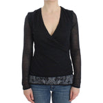 Ermanno Scervino Black Wool Blend Stretch Long Sleeve Sweater