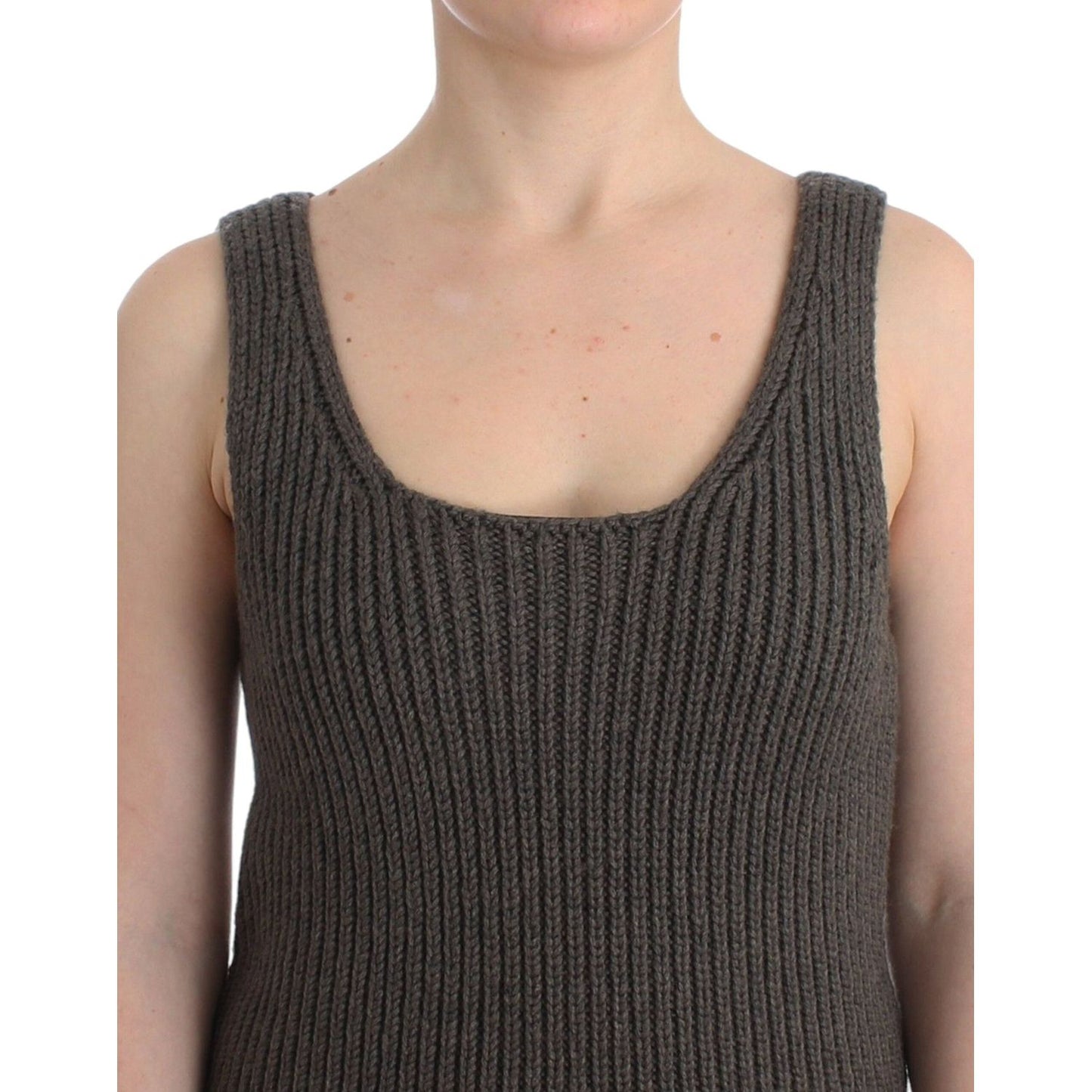 Ermanno Scervino Gray Knit Top Knitted Sweater Merino Wool SIG11863-2