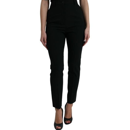 Dolce & Gabbana Black Wool High Waist Tapered Pants