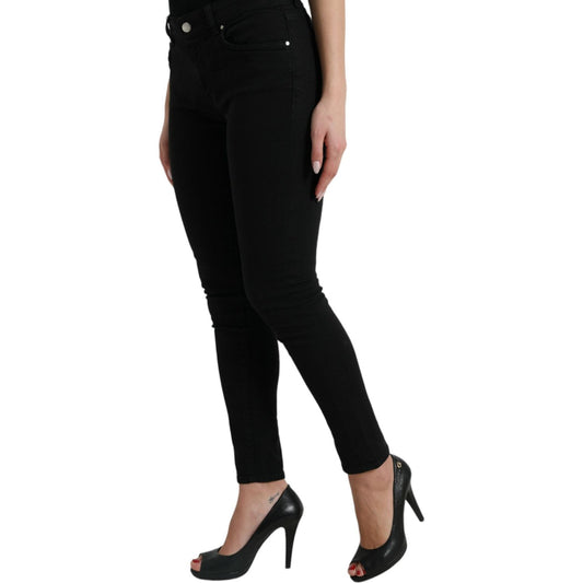 Dolce & Gabbana Black Cotton Mid Waist Skinny Denim Jeans