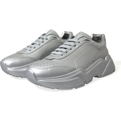 Dolce & Gabbana Silver DAYMASTER Leather Men Casual Sneakers Shoes