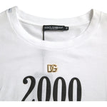 Dolce & Gabbana White Slogan Print Lacing Detailed T-shirt