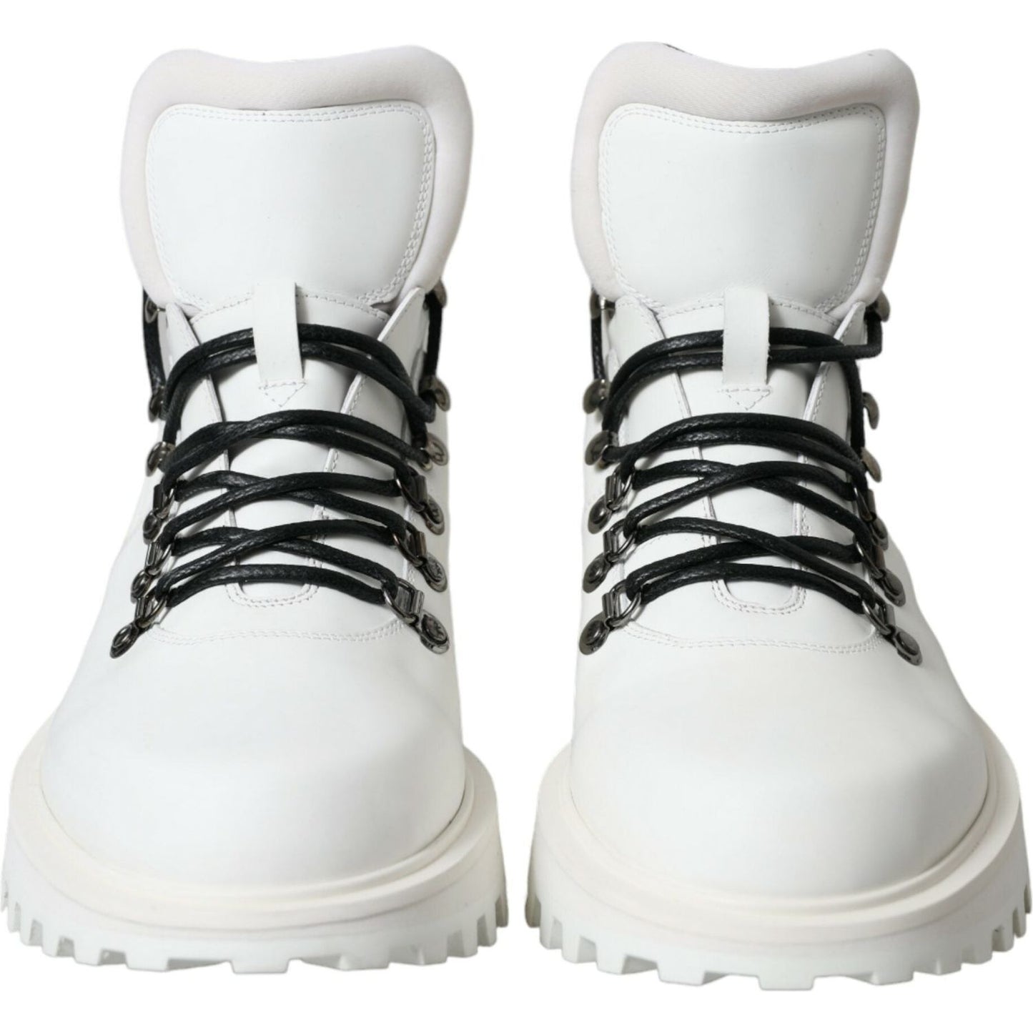 Dolce & Gabbana White Vulcano Trekking Ankle Boots Shoes