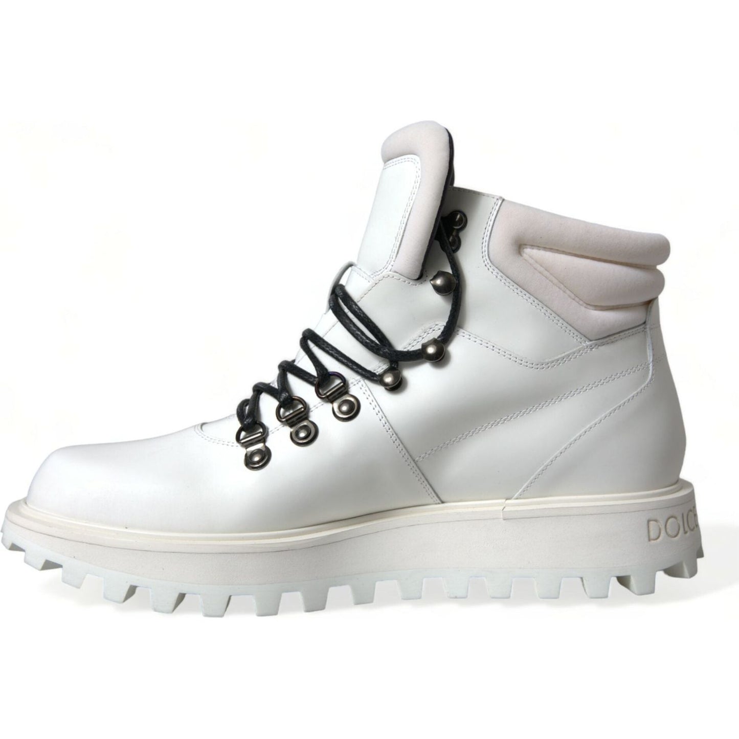 Dolce & Gabbana White Vulcano Trekking Ankle Boots Shoes