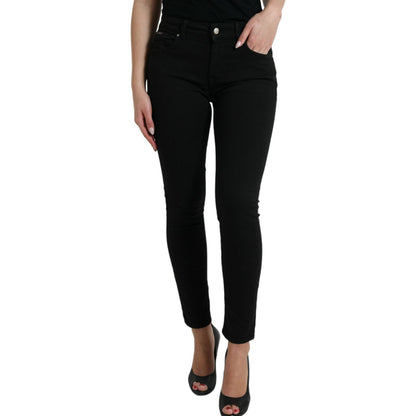 Dolce & Gabbana Black Cotton Mid Waist Skinny Denim Jeans