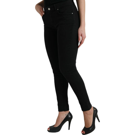 Dolce & Gabbana Black Cotton Mid Waist Skinny Denim Jeans