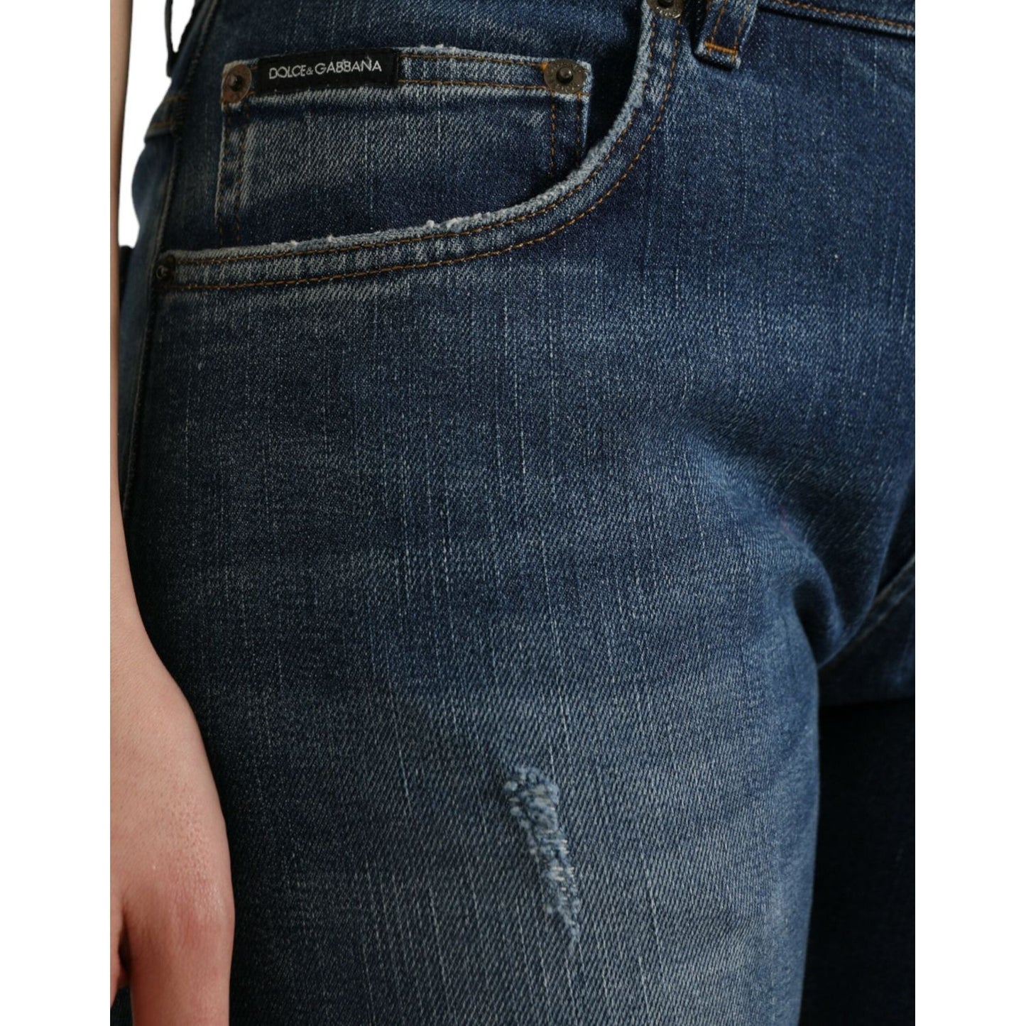 Dolce & Gabbana Blue BOYFRIEND Mid Waist Cotton Denim Jeans